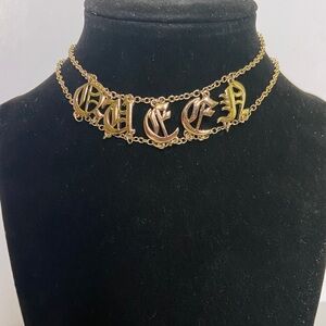 Gold Queen Letter Necklace